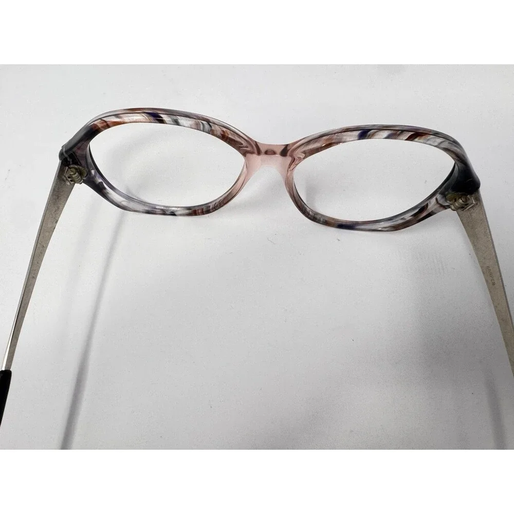 Vintage 1970s Oversized Round Eyeglass Frames Pink Silver Tortoise 55-18-140 New
